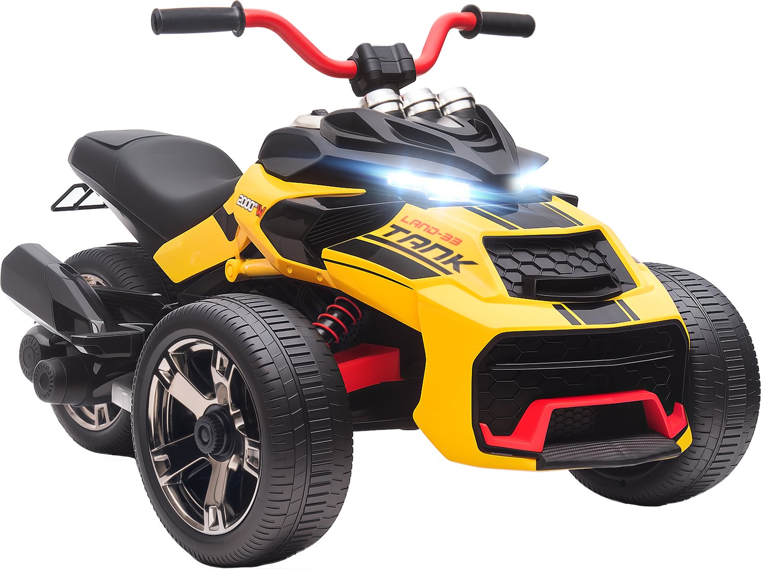 Playon Elektrische kinderquad - Met ledverlichting en MP3-speler en vering - 113 x 74 x 63 cm - Geel