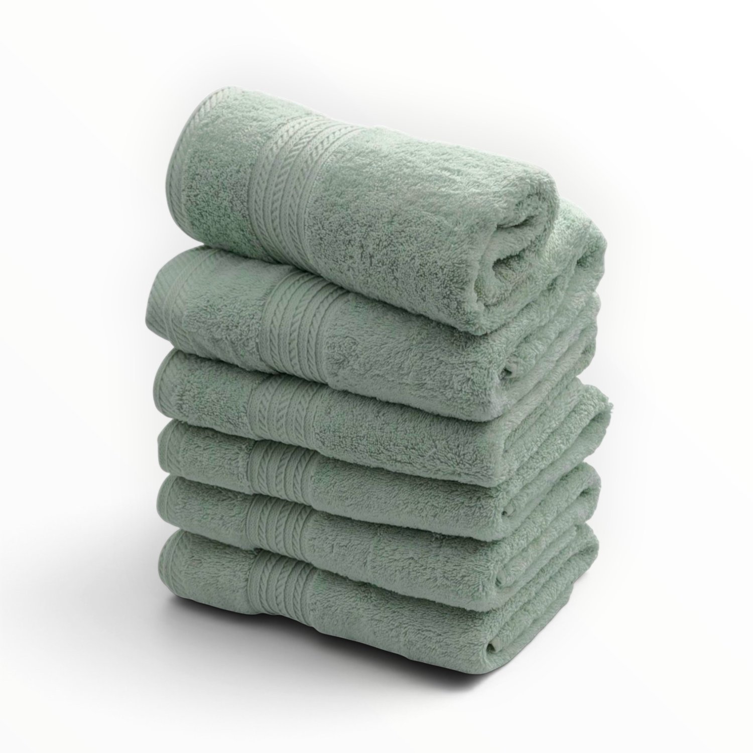 The Linen Room Handdoeken – 50 x 100 cm – Set van 6 – 100% Egyptisch Katoen – 600 gram /m2– Mintgroen