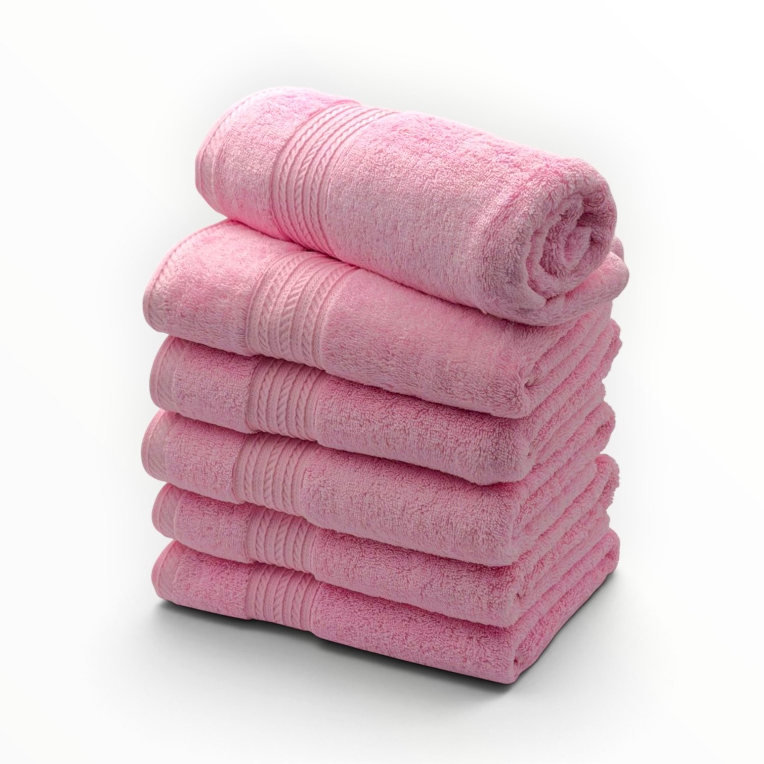 The Linen Room Handdoeken – 50 x 100 cm – Set van 6 – 100% Egyptisch Katoen – 600 gram /m2– Poederroze