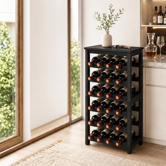 Wijnrek hout - voor 24 flessen - staand - zwart — cadeau in Wonen & Interieur - foto 7