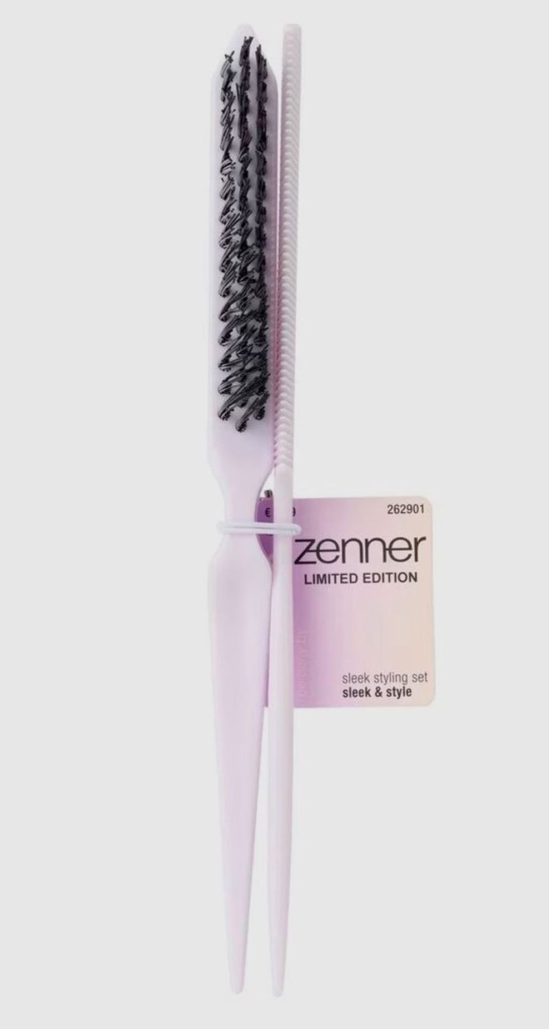 Zenner sleek styling set - set toupeer borstel smal en kam - toupeerborstel - geschikt voor hair extensions en gewoon haar - pastel lila