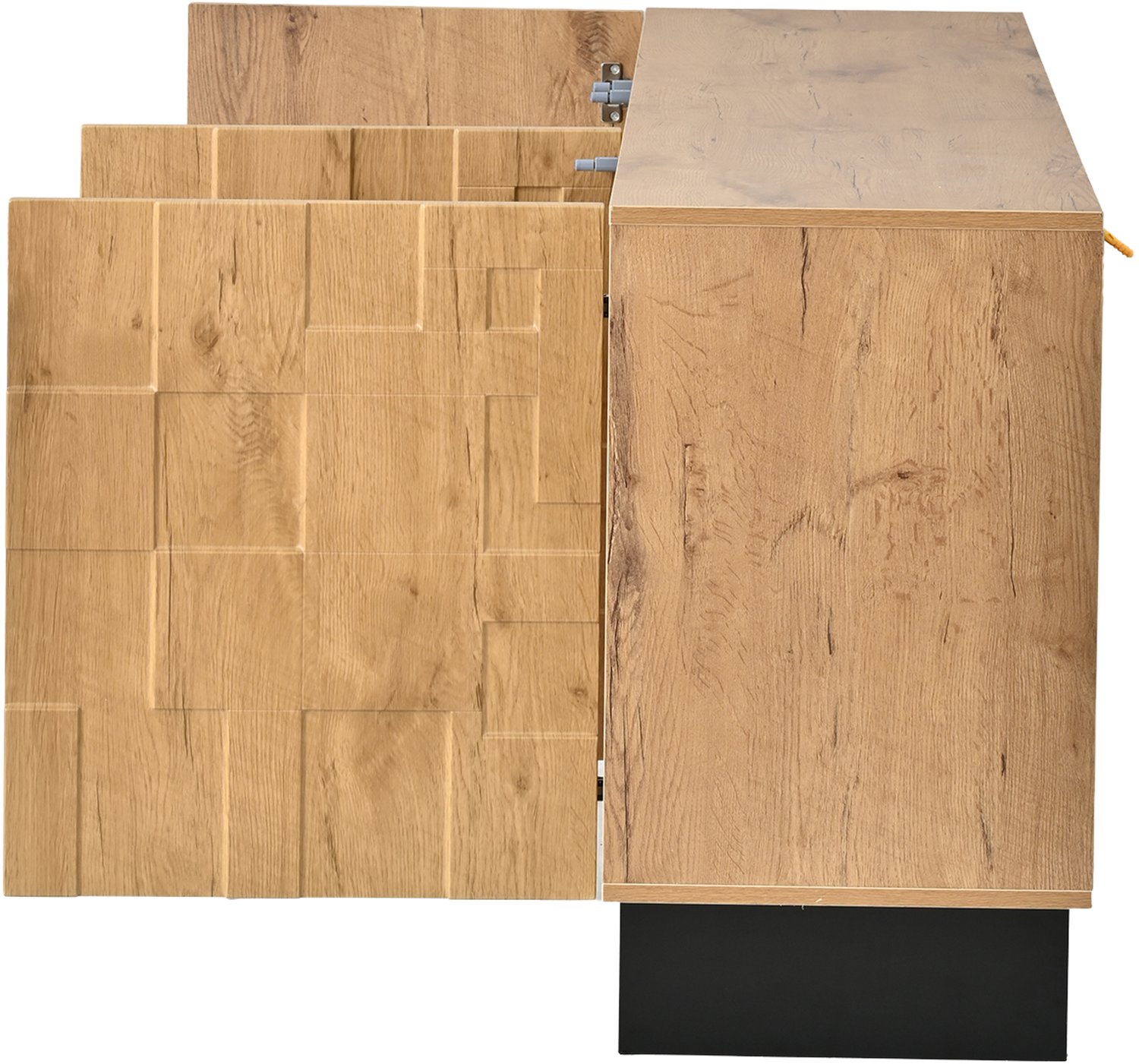 MODENUIT Dressoir - 3 Deuren met Wafelpatroon - Woonkamer en Keuken - MDF - 140x40x70 cm - Naturel