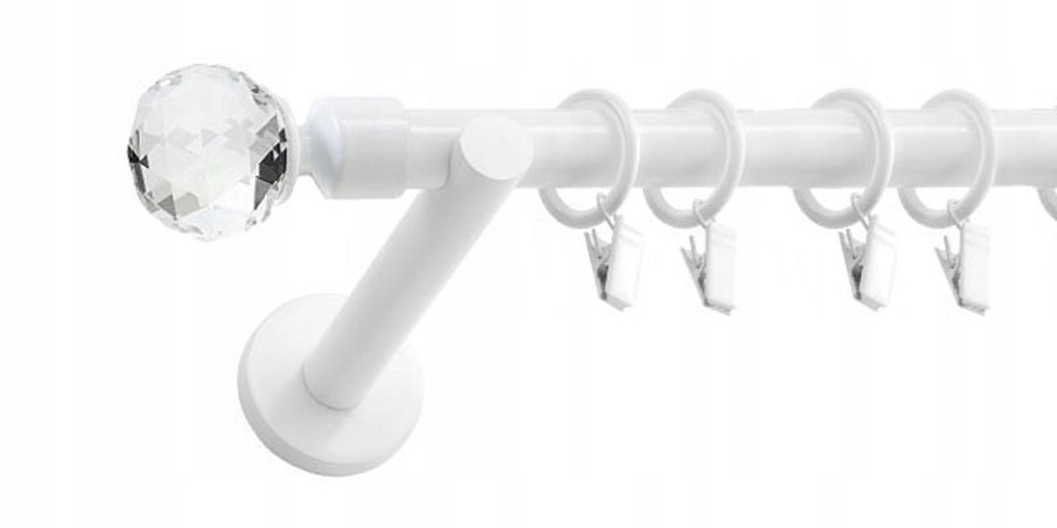 Klassieke Witte Gordijnroede 200 cm met 19 mm Haken