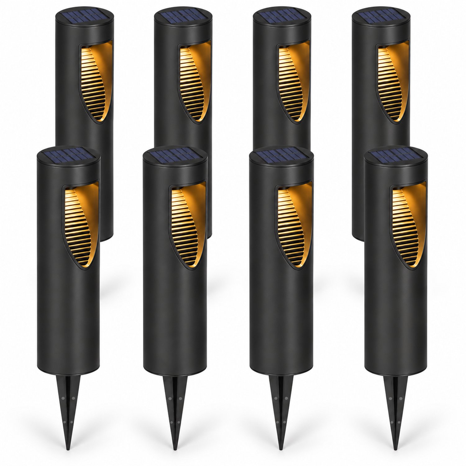 Solar Tuinlampen - 8 Stuks - Modern - 45 cm - Zwart - Warm Wit
