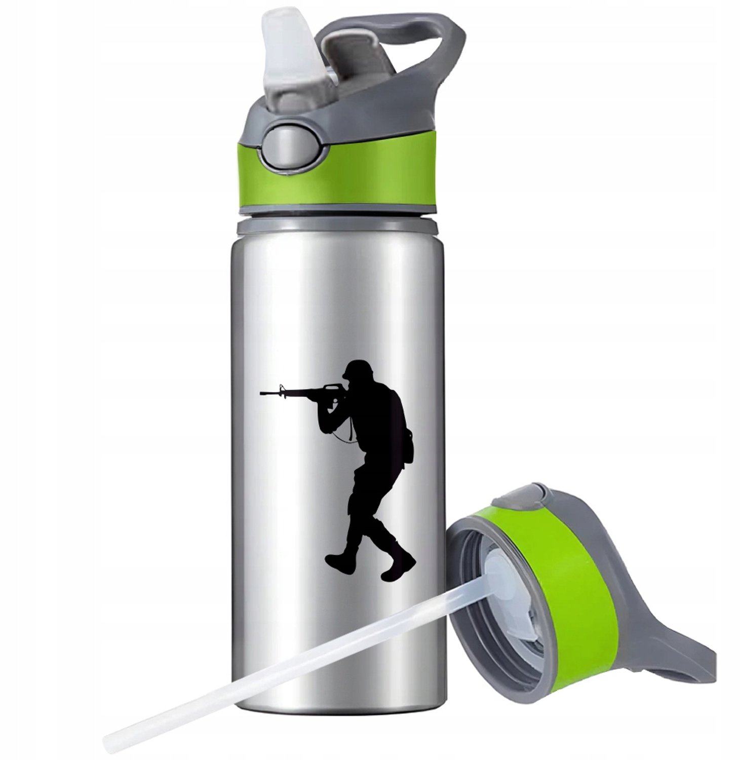Aluminium Sport Bidon 650ml met Rietje en Handvat - Ideaal voor Outdoor