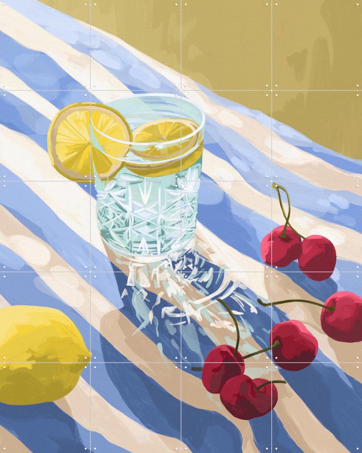 IXXI From Bitter To Sweet, Goed Blauw - 80 x 100 cm - Grote wanddecoratie en posters - Modern, Illustraties, Gang, Woonkamer, Trap, Keuken, Eetkamer Blauw / Geel