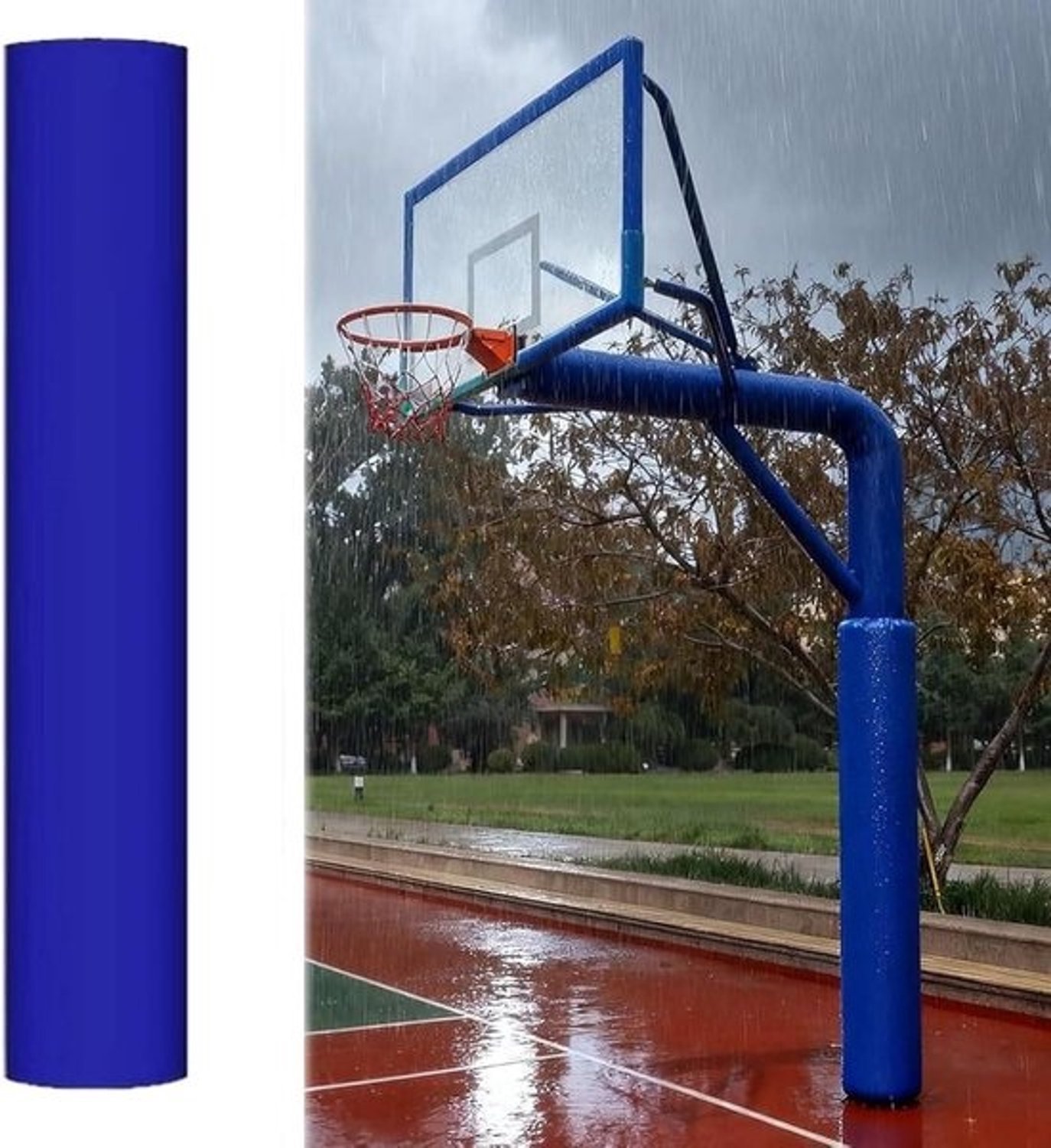Beschermhoes voor paal - Kolomhoezen - Voor sportveiligheid - Waterdicht PVC-leer - 122 cm - Zwart