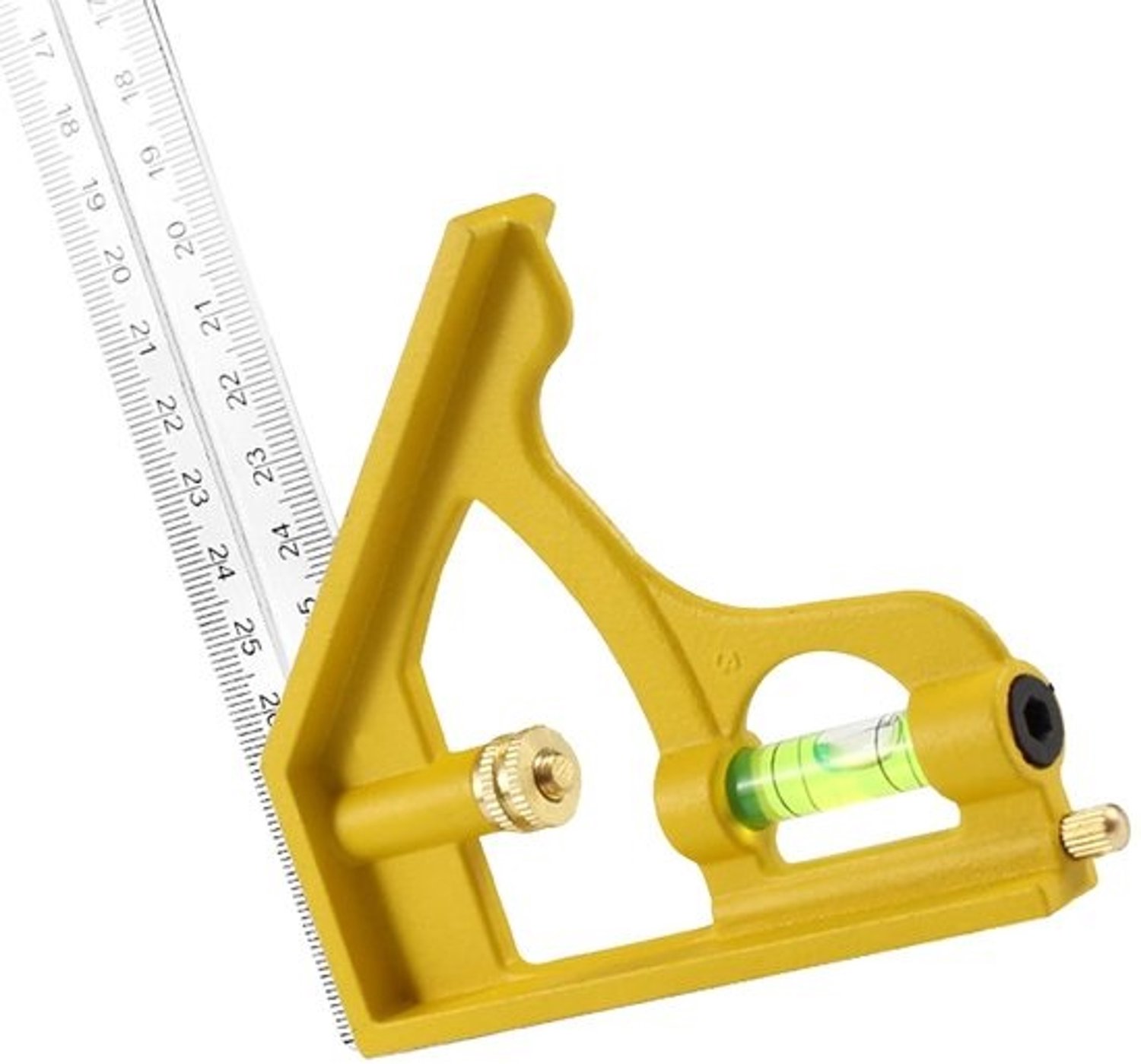 Combinatieschaal - Timmermansgereedschap - Nauwkeurig meten - Veelzijdig hoekmeetsysteem - 300 mm - Geel
