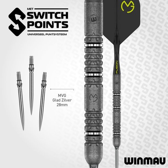 Michael Van Gerwen MvG Signature Edition Dartpijlen, standaard of switch points, professionele dartpijlen, 90% wolfraam, dartset met dartflights en schachten, stalen darts 22 g, 23 g en 24 g van Michael van Gerwen. — afbeelding 3