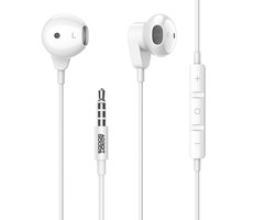 AdroitGoods Oordopjes 3,5 mm Jack met Draad en Microfoon - Stereo Oortjes met Volumeregeling - Bedrade Headset 1,2m voor Muziek & Bellen - Ergonomisch - Wit