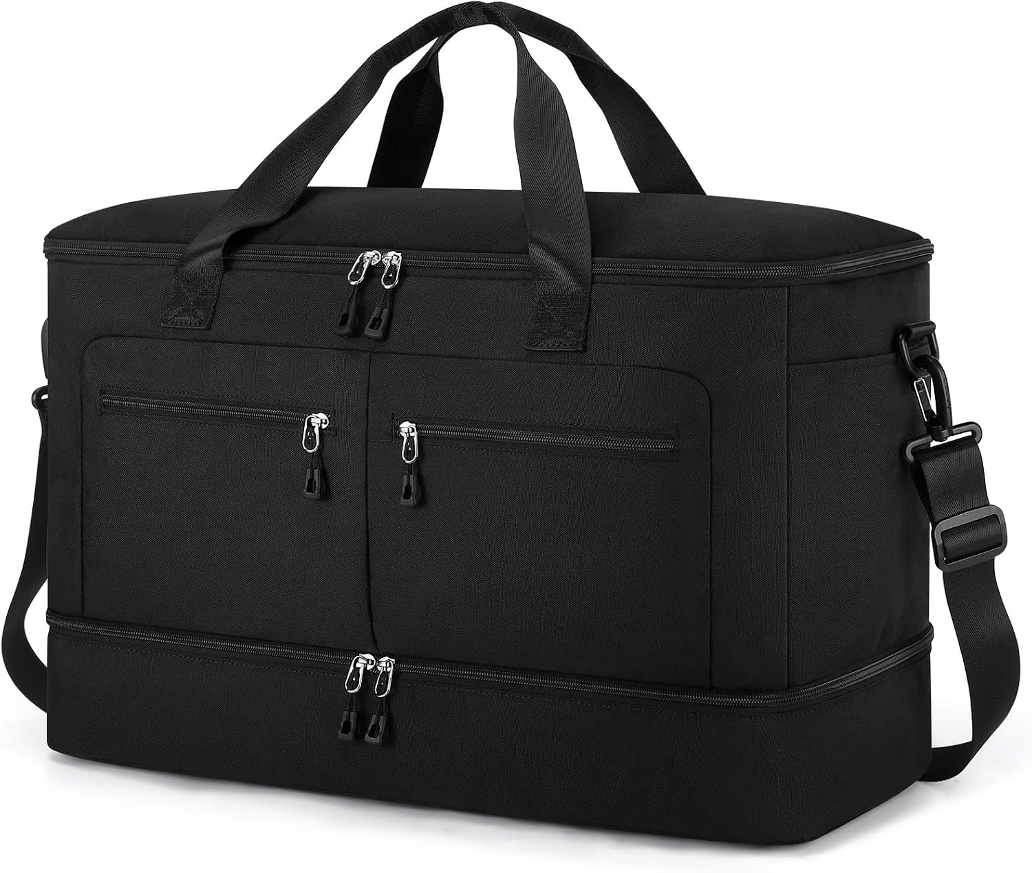 Reistas groot - Weekendtas voor overnachtingen - Sporttas met schoenenvak - Gescheiden vuile kleding - Afneembare verstelbare schouderriem - Twee voorzakken en zijvakken - Waterafstotend polyester - Kaki - 55 x 35 x 23 cm