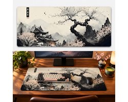 Zen Design XXL Muismat 90x40 – Japans Landschap – Anti-slip – Bureau Onderlegger
