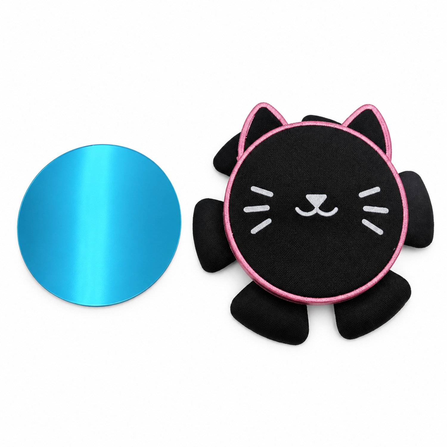 Telefoonhouder voor in de auto met vacuümzuignap en magnetische bevestiging, opvouwbaar, roze kattenmotief