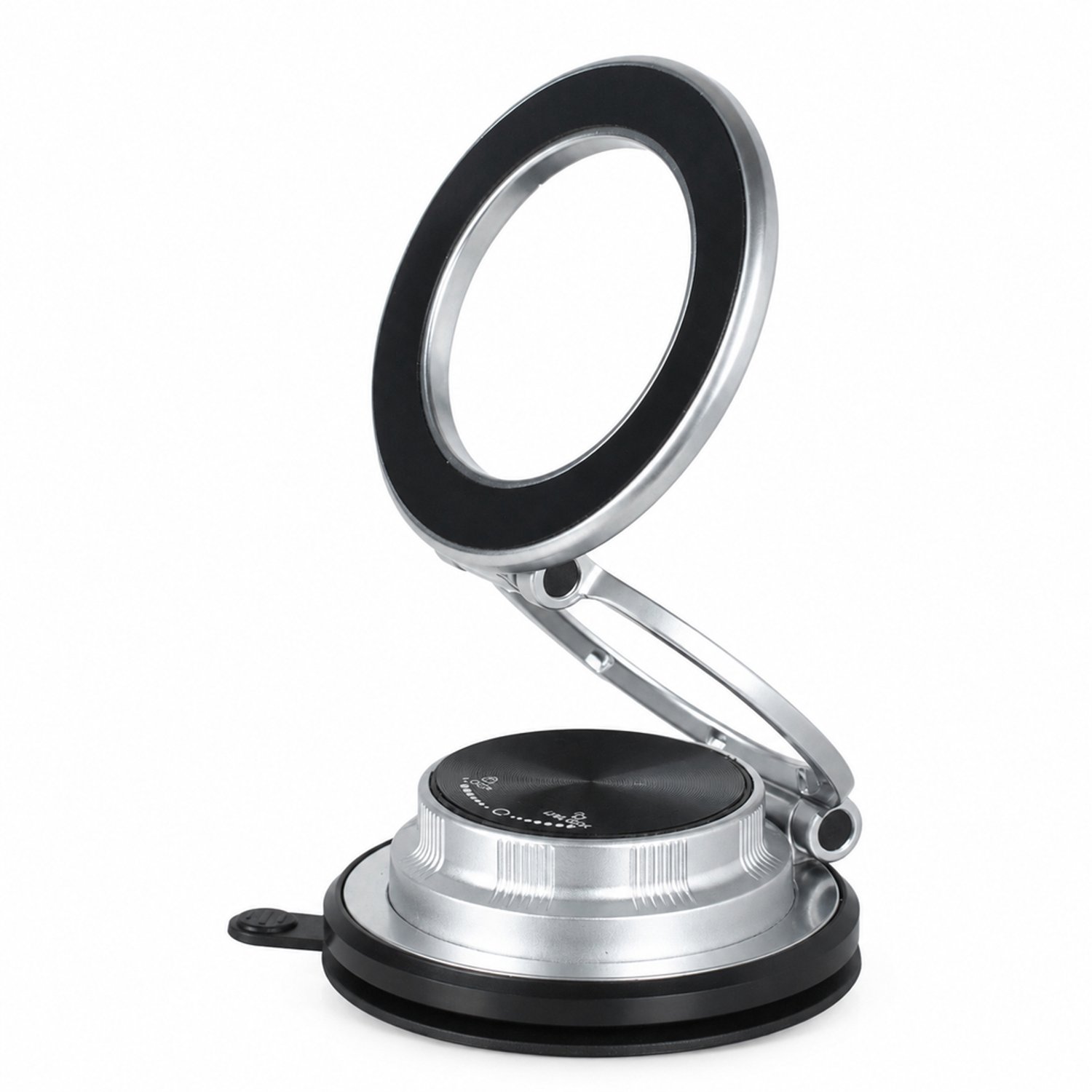 telefoonhouders auto magnetisch met vacuümzuignap voor het dashboard draaibaar en inklapbaar zilver