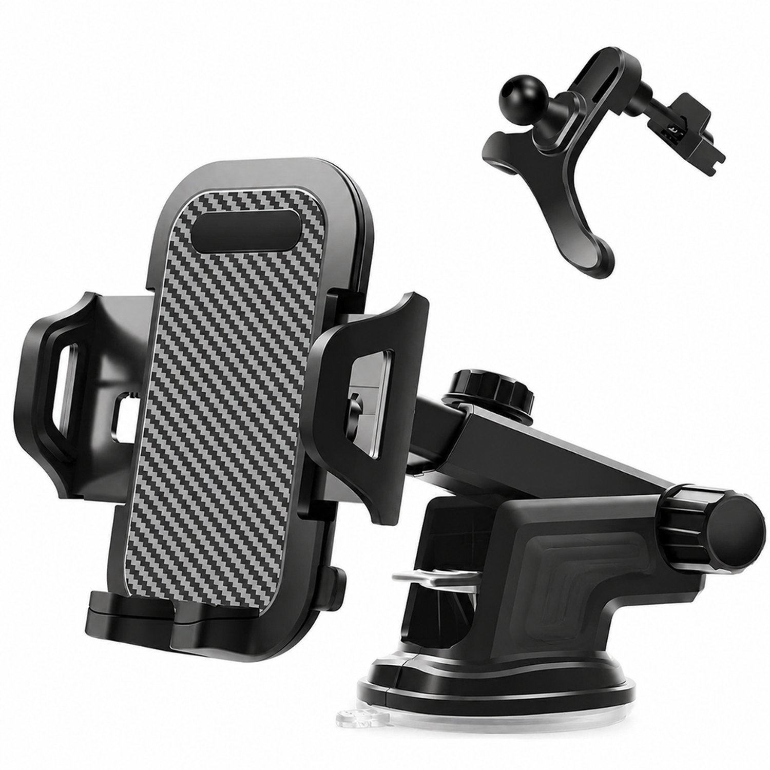telefoonhouders auto 2 in 1 autotelefoonhouder met zuignap en houder voor ventilatierooster uitschuifbaar draaibaar voor dashboard en navigatie met één hand te plaatsen en te verwijderen