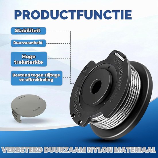 Set van 4 Draadspoelen met Diameter 1,65 mm en 4,9 m Lengte voor Grastrimmers, Inclusief Spool Cover en Compatibel met Diverse Modellen — afbeelding 3