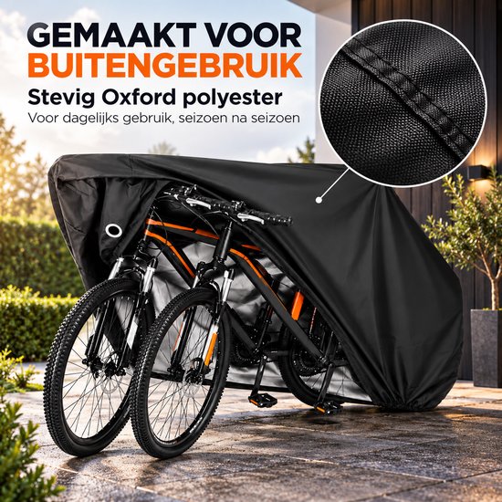 Fietshoes voor 2 Fietsen - Waterdichte Beschermhoes voor Fiets - Oxford Materiaal - E-Bike - Inclusief Opbergtas — afbeelding 5