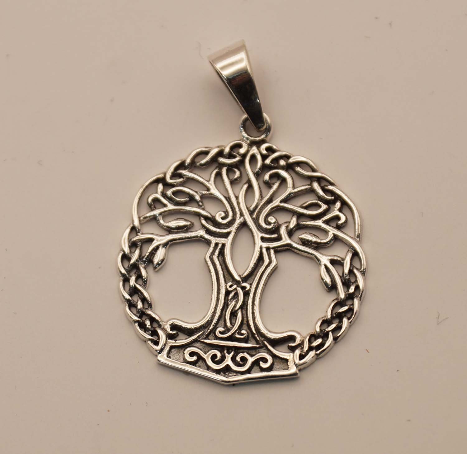Zilveren hanger levensboom - sterling zilveren hanger boom des leven met sier krullen - levensboom voor aan ketting - hanger boom voor het leven - mooie pendant van een tree of life