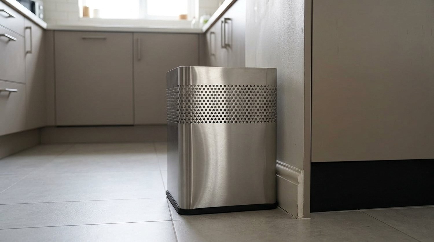 Prullenbak 18 Liter - RVS Afvalemmer Vierkant met Gatdecoratie - Papiermand & Pedaalemmer Alternatief voor Kantoor, Keuken & Badkamer - Laura Homestore