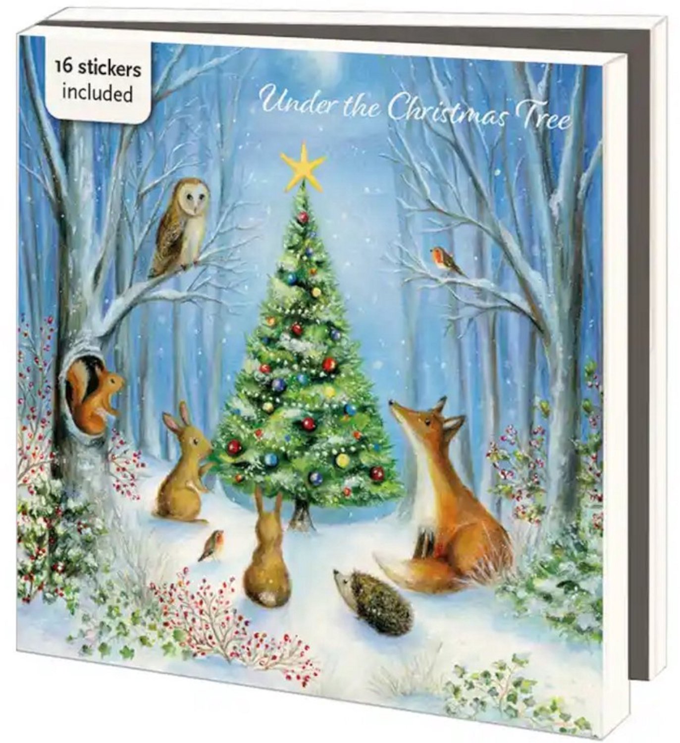 Kerstkaarten 10x - Kaartenmapje met env, vierkant: Under the Christmas Tree, Ileana Oakley - 5 x 2 motieven