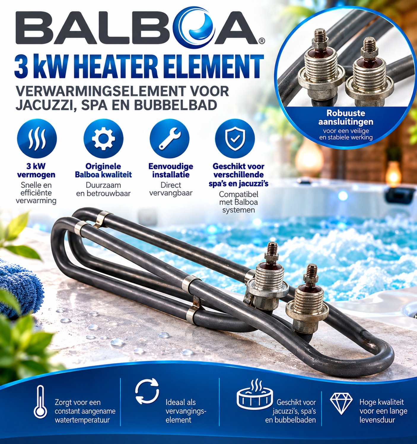 Balboa 3 kW Heater Element – Verwarmingselement voor Jacuzzi, Spa en Bubbelbad