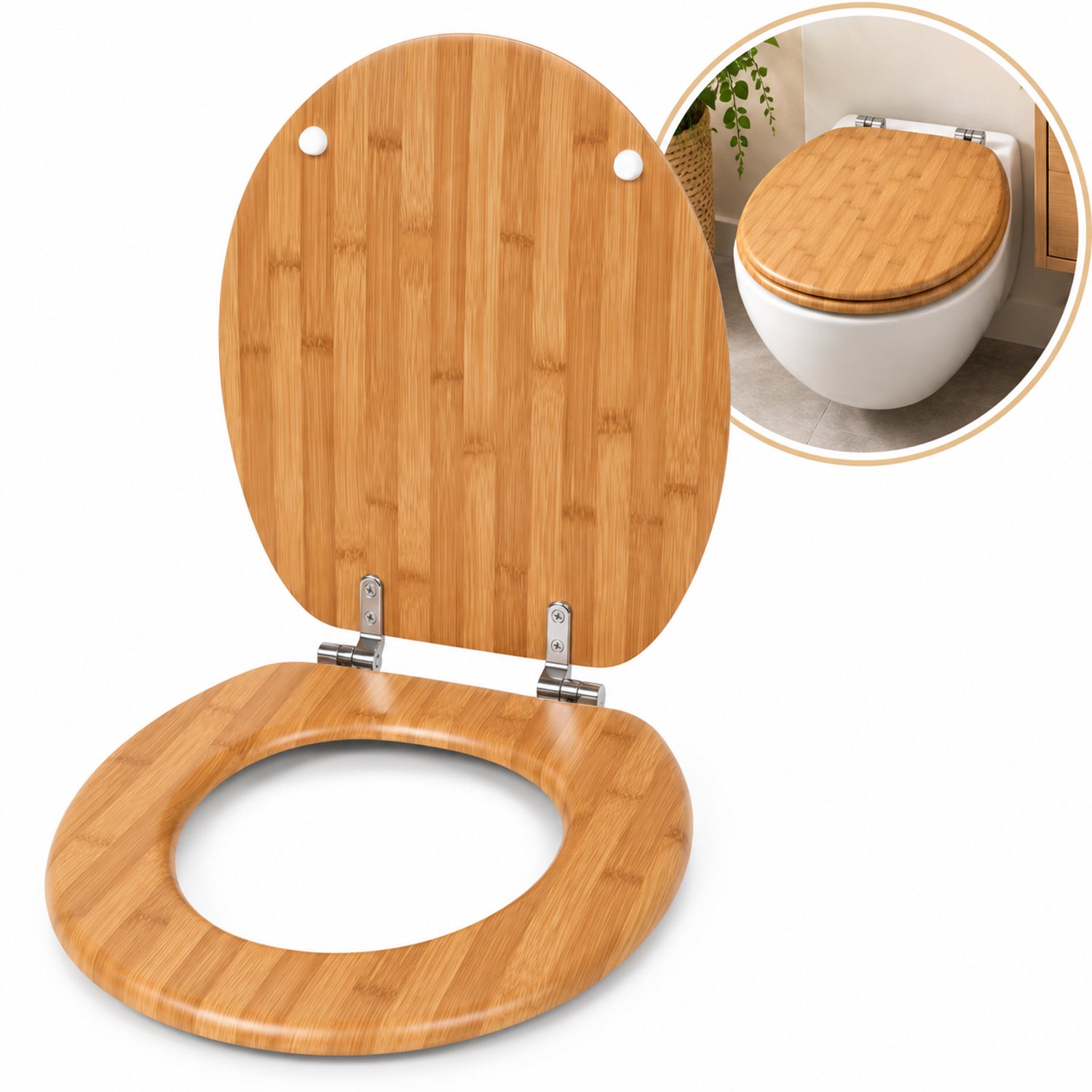 Universele Toiletbril - Houten Toiletbril - 5 x 37 x 45 cm - Bruin