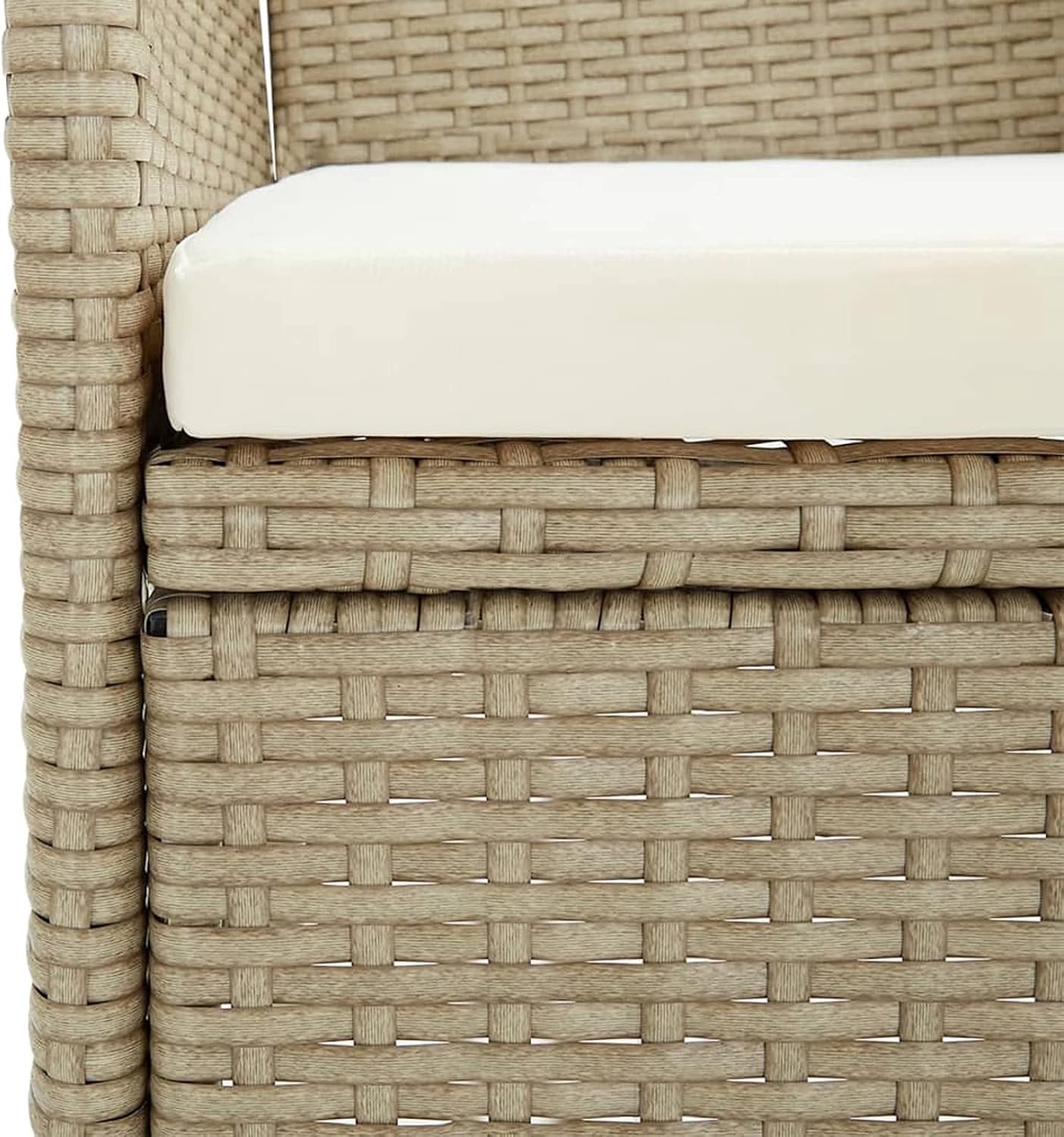 Luxe Tuinstoelen Set van 4 Beige Polyrotan met Armleuningen en Zitkussens – Weerbestendige Tuin Eetkamerstoelen met Ergonomische Rugleuning voor Tuin, Terras, Balkon en Buitenruimte
