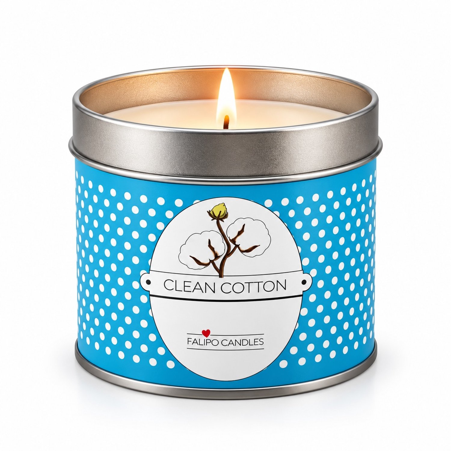 Falipo Candles Geurkaars clean cotton groot (200ml) wit