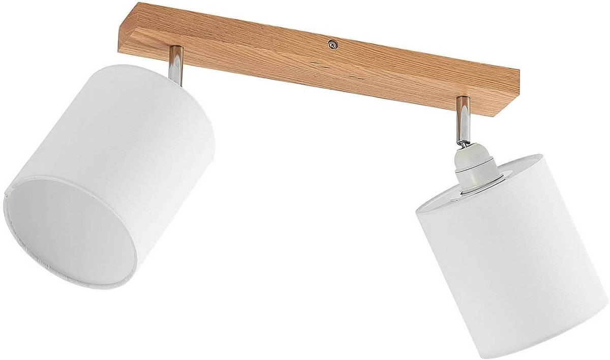 Imarin-spot dimbaar (Scandinavisch) in houtbruin e. a. voor woonkamer en eetkamer (met 2 lampen, E27), inbouwlamp, plafondlamp, wandlamp