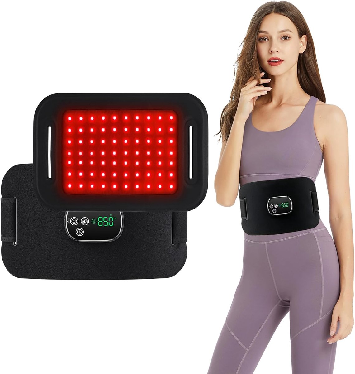 Lamp rood licht lamp riem 660nm 850nm met 5000mAh batterij, 4 modi Red Light Therapy Belt & 3 traps timer, ontspannende spieren, pijnverlichting - 20Hz pulsmodus