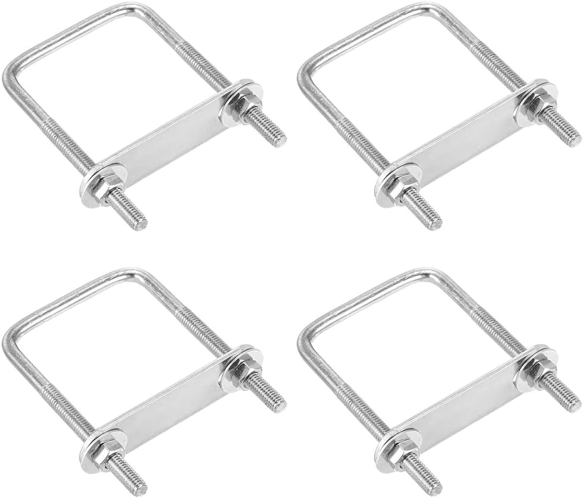 U-bouten vierkante set, roestvrijstalen vierkante klem met moeren, ringen, frameplaat voor pijp, aanhanger, auto (M6X50X80)