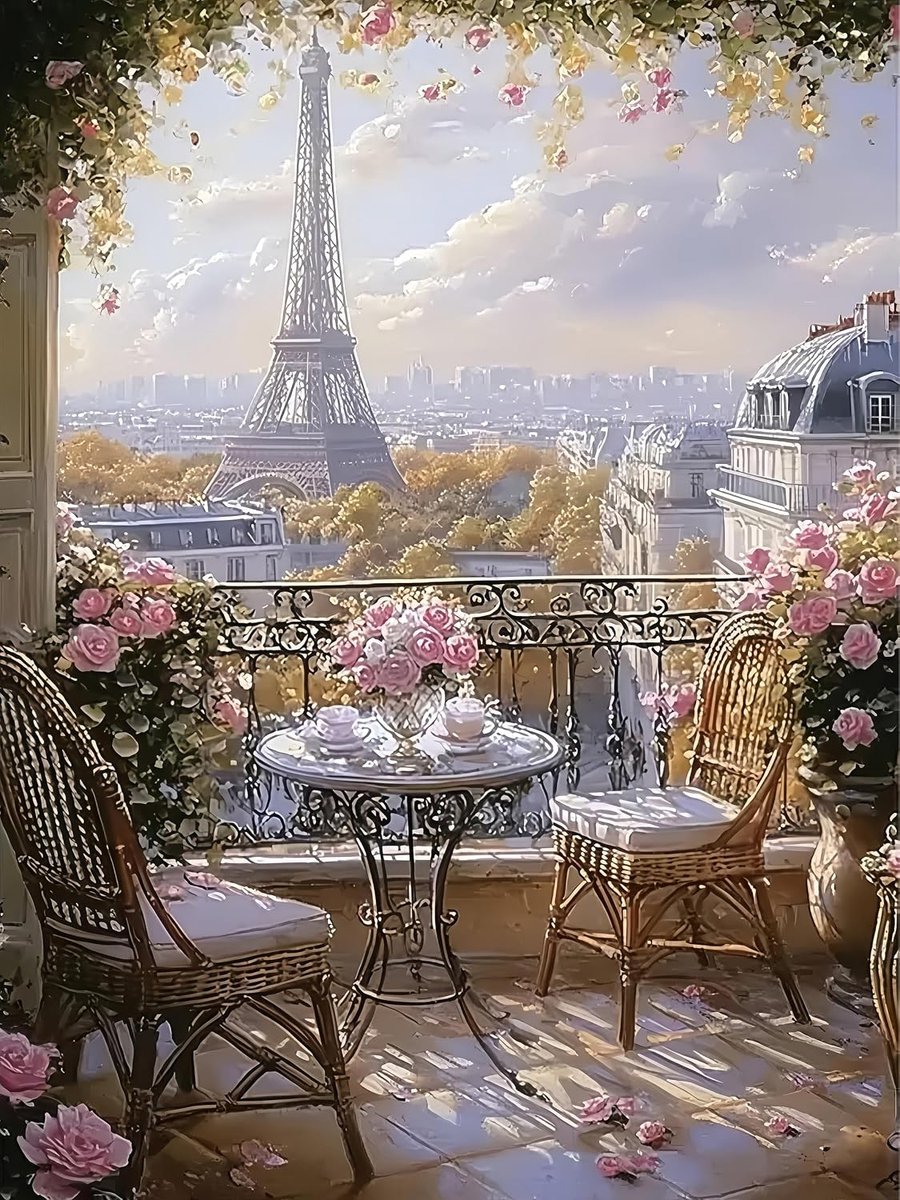 5D Diamond Painting, Eiffeltoren Parijs, kit voor volwassenen en beginners, diamantschilderijen met roze bloemen, landschap, Full Drill Diamond Art, doe-het-zelf set voor wanddecoratie en creatieve