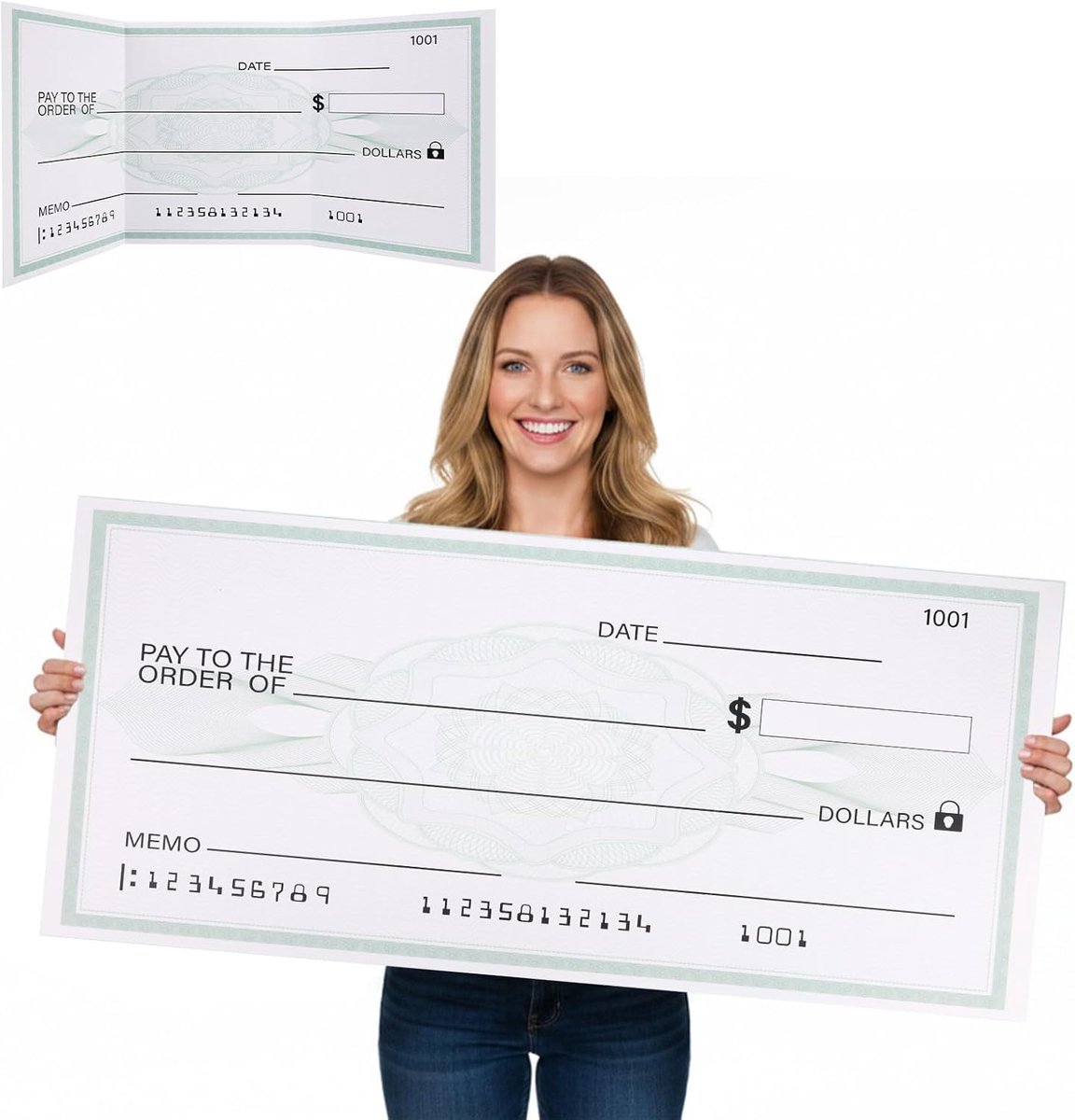 Grote Nepcheck-Prijs voor Presentaties, 84x36cm Reusachtige Grote Harde Big Check met Droog Uitwisbare & Herbruikbare Functie voor Vieringen Activiteiten