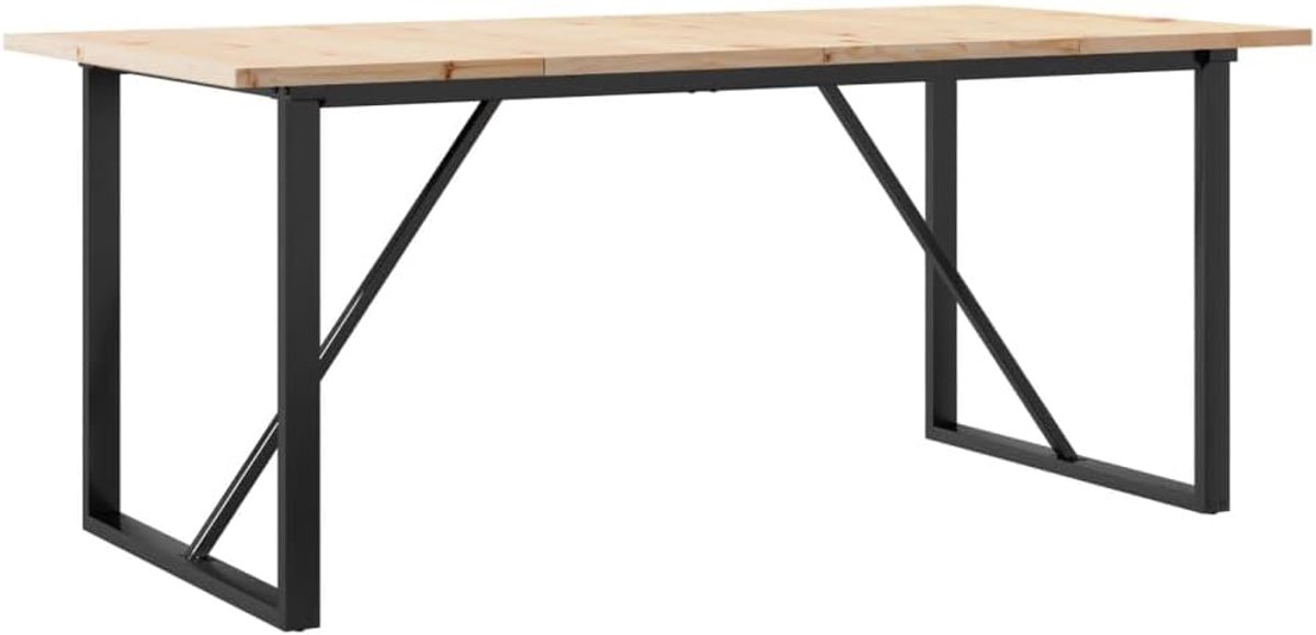 Eettafel met Natuurlijk Houten Blad, met Zwart Metalen Frame, Vierkante Keukentafel in Industriële Stijl, Toepasbaar in Kleine Ruimtes, Ontbijthoekjes en Eetkamermeubilair (180 x 90 x 75,5