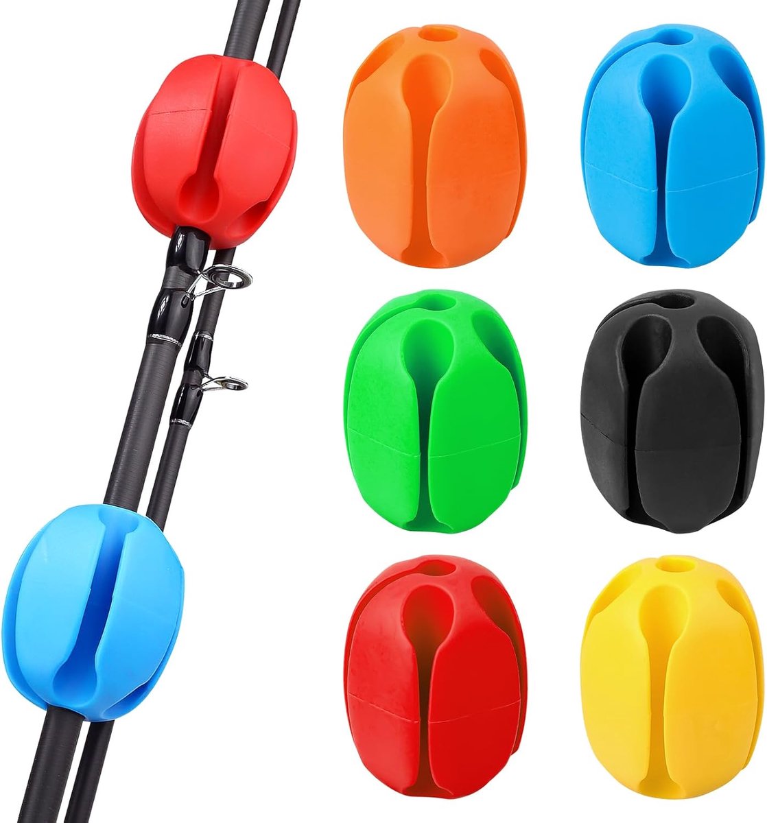 6 stuks hengelbescherming, bevestiging, hengelhouder, vaste kogel, vishengel, stropdashouder, rubberen vishengelklem, veelzijdige siliconen rubberen vishengelhouder voor reservoirs