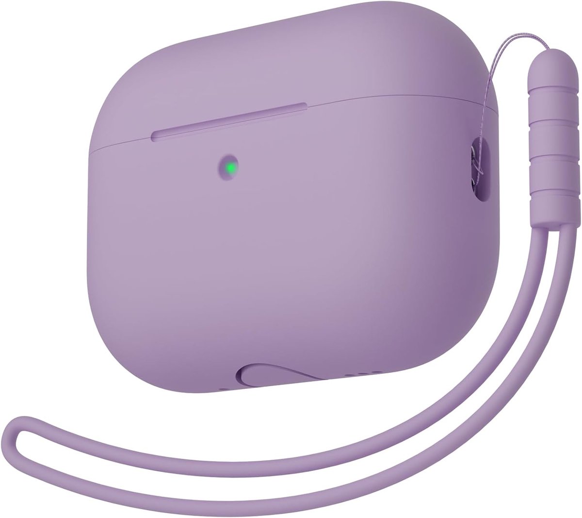 hoes compatibel met AirPods Pro 3e generatie, rondom bescherming, siliconen beschermhoes voor AirPods Pro 3 met trekkoord, zichtbare LED aan de voorkant, lavendel