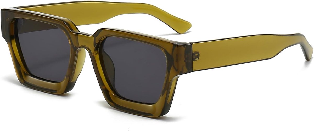 Rechthoekige zonnebril voor dames heren chunky rechthoek zonnebril retro bril UV400-bescherming