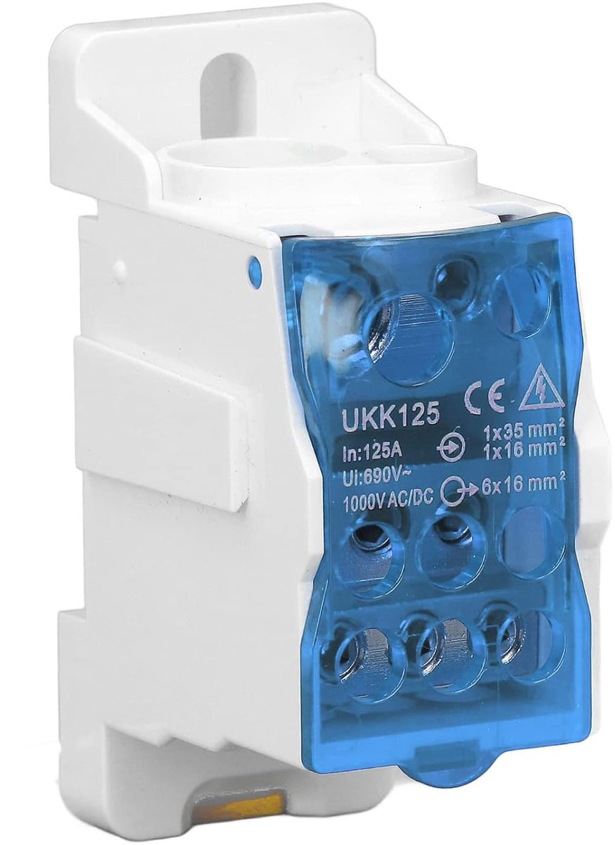 DIN Rail, UKK-125A C45 DIN-rail Klemmenblok Distributieklemmenblok, 690V Aansluitblok, voor verdeelkasten Hoogspanningskasten (Blauw)