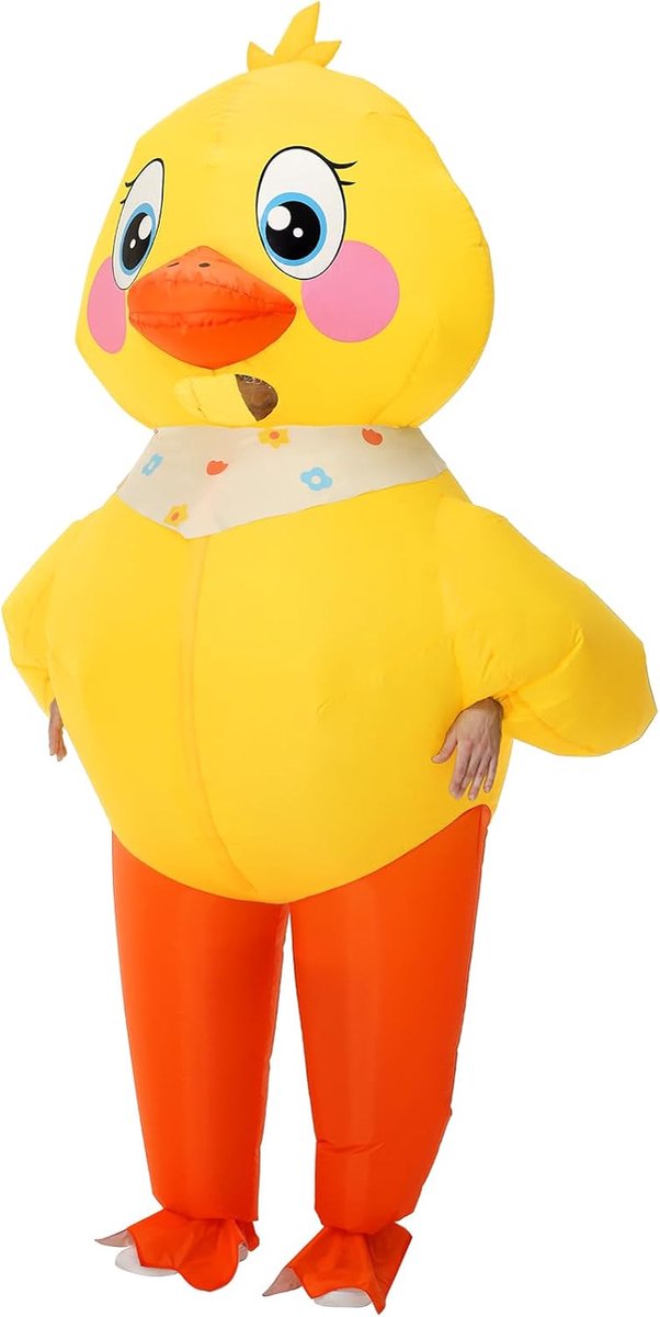 Gele Eend Kostuum Voor Volwassen Kinderen, Halloween Opblaasbaar Dier Kostuum Mannen Vrouwen Eend Opblazen Kostuums Grappige Fancy Dress Party