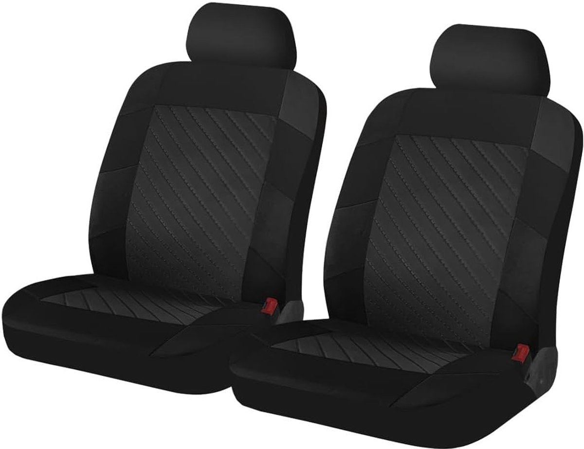 Autostoelhoezen voor voorstoelen, 2 stuks, waterdicht, voor de meeste auto's, antislip, zweetafstotend, all-inclusive (zwart)