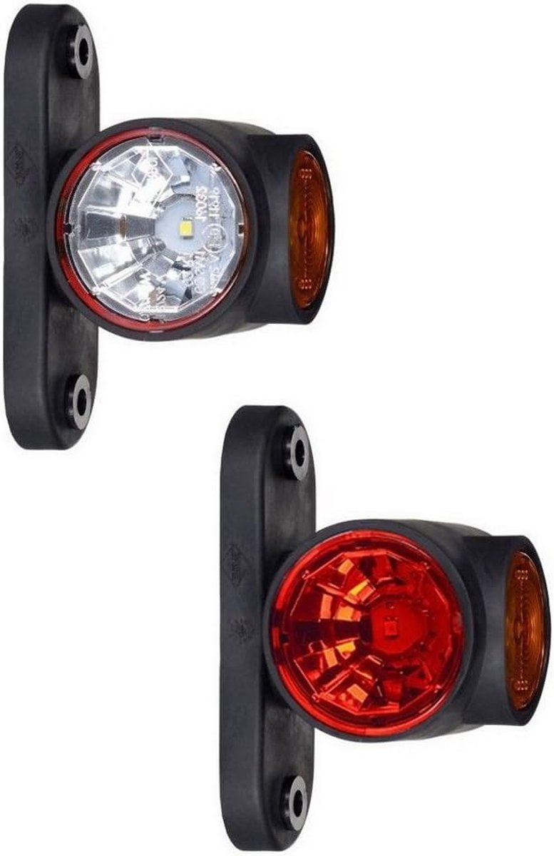 2 x rubberen remlichten LED 12 V 24 V met controlelampje E positielicht vrachtwagen auto lamp wit rood oranje
