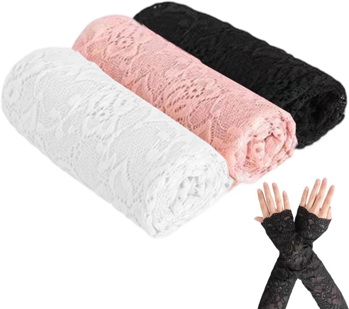 Manchet voor dames, 3 paar, uv-bescherming, ultradun, koeling, wanten, uv-bescherming, zomer