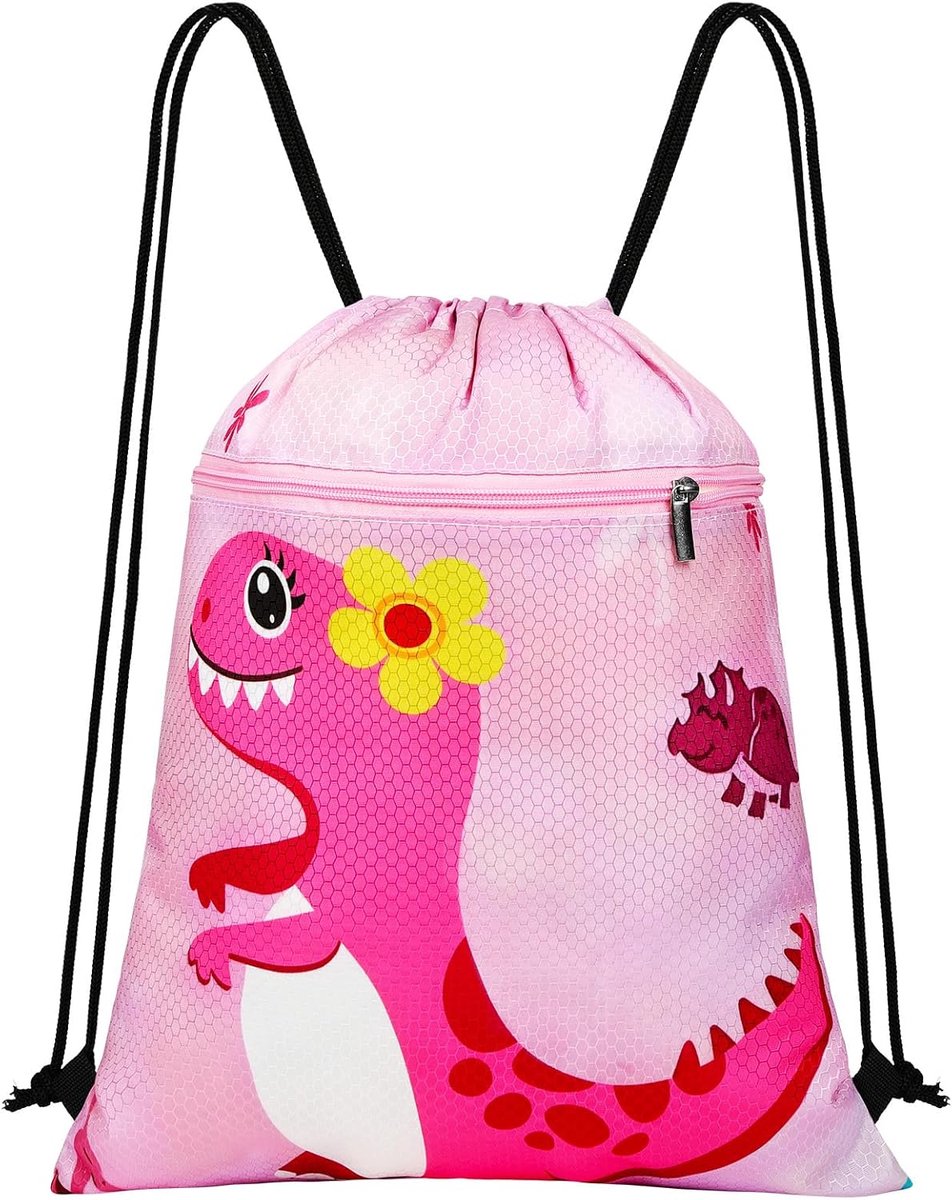 Trekkoord Zakken voor Kinderen, Waterdichte Gym PE Tas met Ritssluiting, String Rugzak voor Strand Zwembad School, B, 33.5 * 41 cm