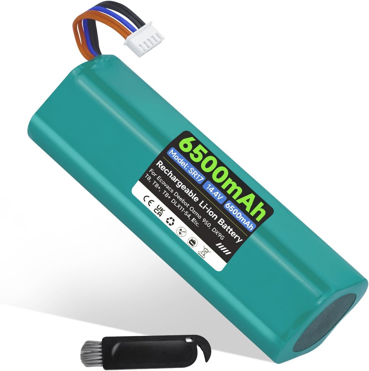 6500mAh 14.4V Vervangingsbatterij voor Yeedi Vac 2 Pro, Vac 2, Yeedi Vac/Vac Max, voor Ecovacs Deebot Ozmo T5, T8+, T9, T9+, DLX11-54, voor ECOVACS DEEBOT OZ9G/DX93/DX96