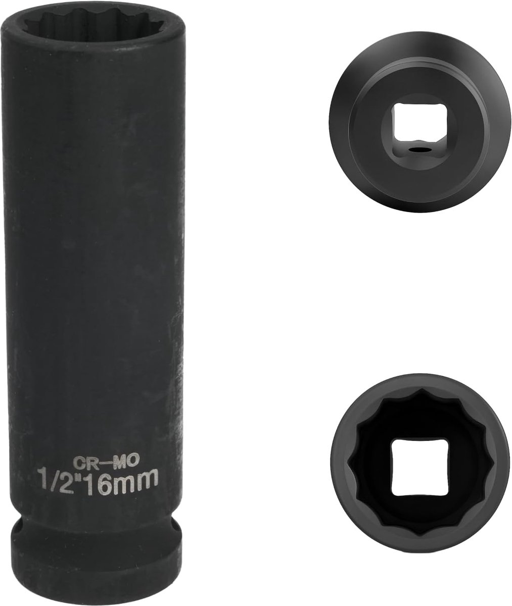 16 mm 1/2 inch 12-kant, slagdop 1/2 16 mm chroom-molybdeenstaal CR-MO (zwart)