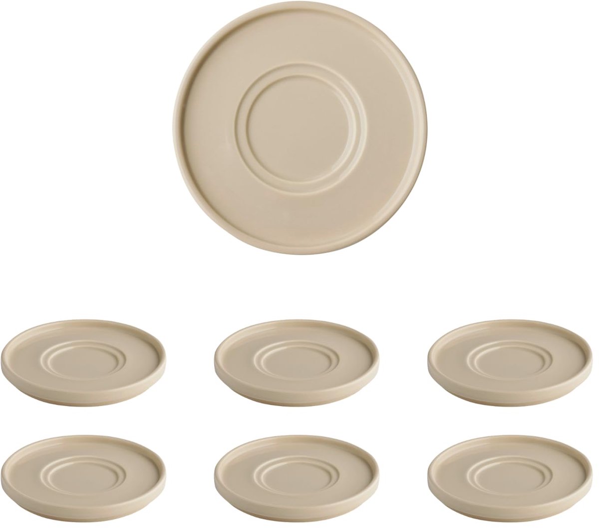 APS The Grid Schoteltjes - Luxe Koffie Onderzetters - Schotelset - Zand Beige - Stapelbaar - 16 cm (6 Stuks)