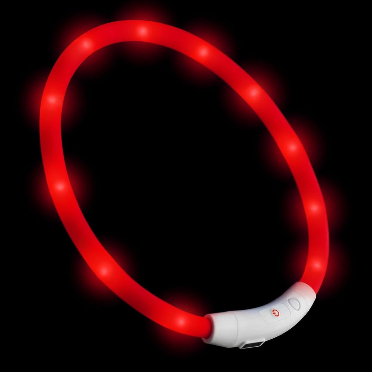 USB halsband siliconen hondenhalsband lichtgevende halsband voor honden oplaadbaar via USB (maat S-L 18-65 cm individueel verstelbaar) in rood van het merk PRECORN