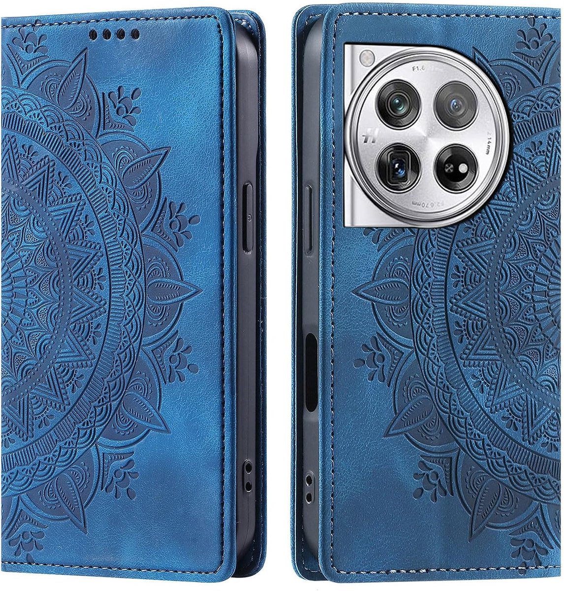 Hoesje voor OnePlus 12 5G, Telefoonhoesjes met Pasjeshouder, schokbestendig Telefoon Portemonnee Case beschermhoes voor OnePlus 12 5G (Retro Blauw)