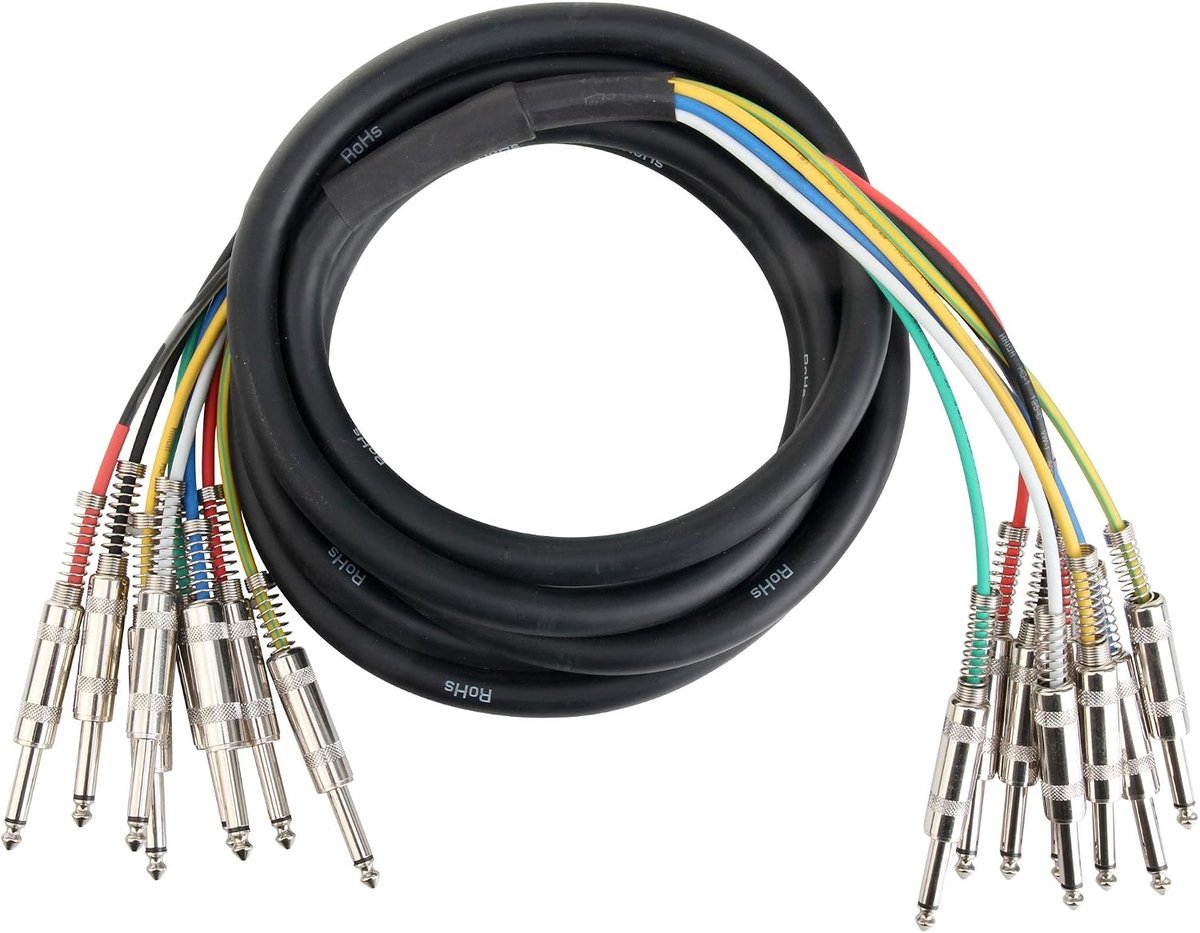 Stage MJJ8-3 8-voudige Multicore Jack 3m, Kleurgecodeerde kabels