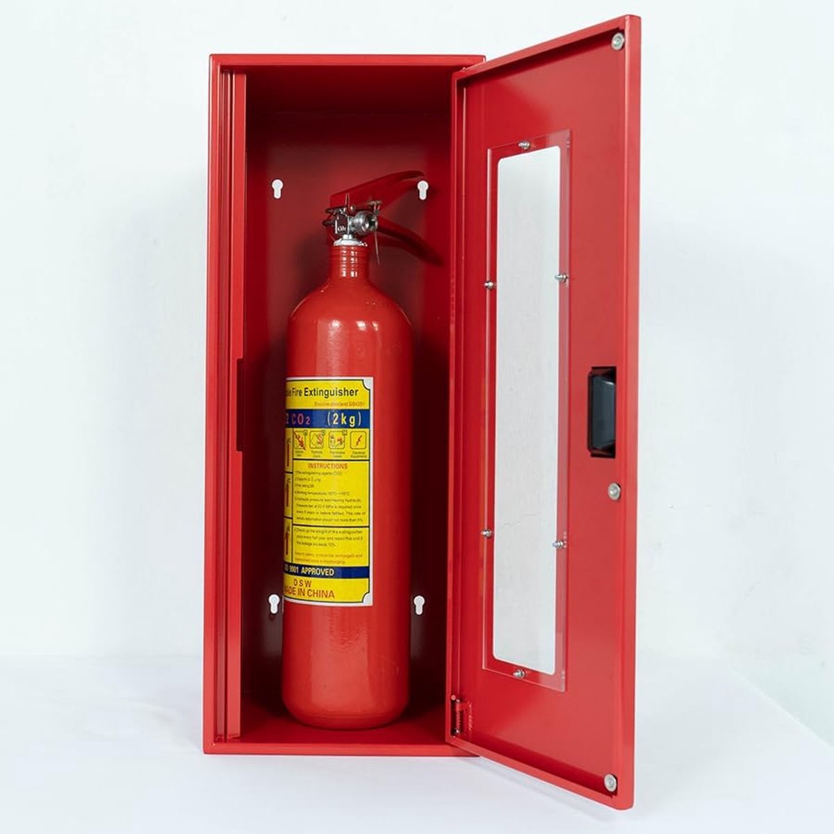 Brandblusserkast – Medium Formaat M 45*17*15 cm tot 4 kg Hoog | Wandgemonteerde Opslagkast voor Brandblussers | Weerbestendige Noodkast voor Buiten | Aluminium Reddingsbox voor Brandveiligheid